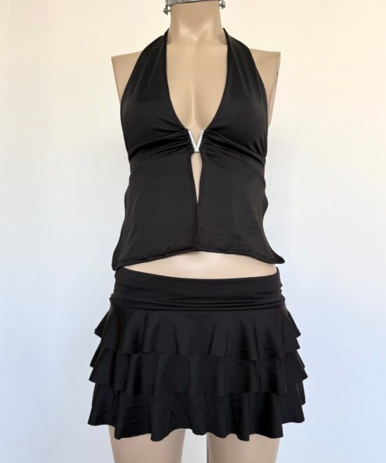 643/M-Pollera Microfibra Con Short 3 Volados - Imagen 5