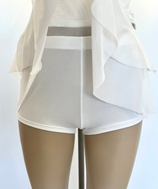 636/T-Pollera Skort Tul Liso Doble Volado Con Elastico Cintura Y Short - Imagen 3