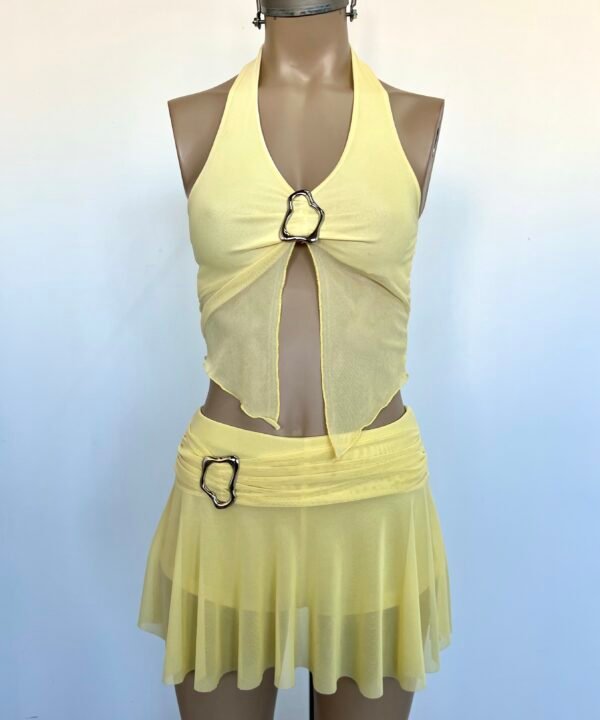Alternative view of 637/T-POLLERA SKORT TUL CINTURON HEBILLA ONDULADO CHICO CON VOLADO Y SHORT