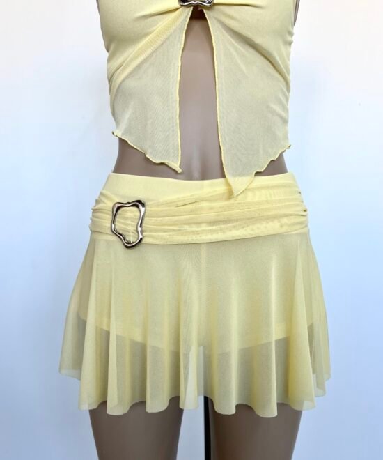 637/T-Pollera Skort Tul Cinturon Hebilla Ondulado Chico Con Volado Y Short - Imagen 3