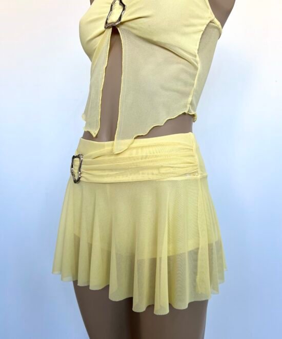 637/T-Pollera Skort Tul Cinturon Hebilla Ondulado Chico Con Volado Y Short - Imagen 4
