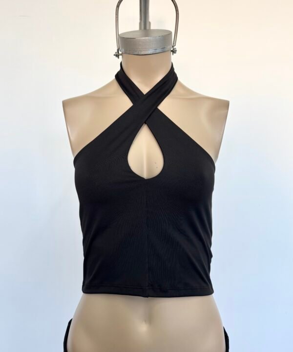 Alternative view of 1602/M-Top Microfibra Marilyn Gota Centro Con Cuello Cruzado Forrado