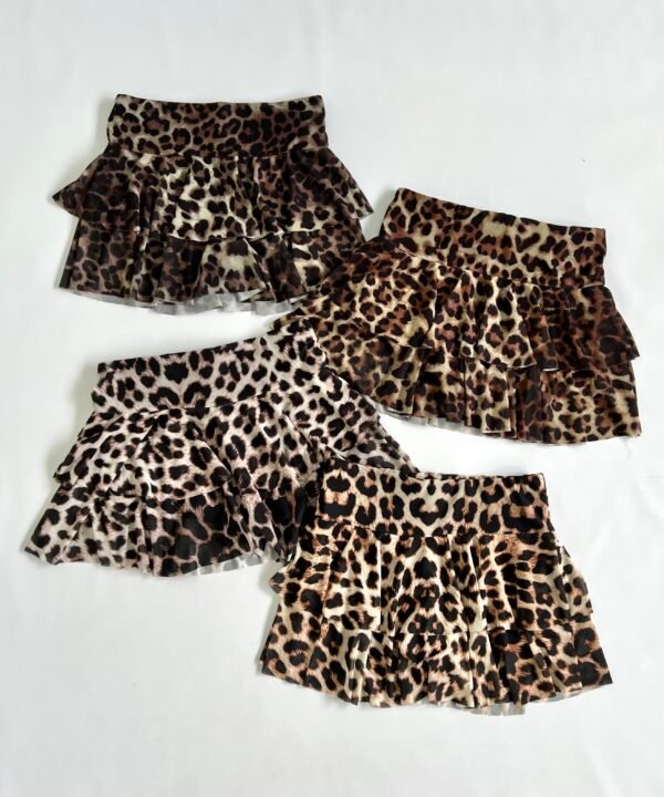 636/TA-POLLERA SKORT TUL ANIMAL DOBLE VOLADO CON SHORT Y ELASTICO CINTURA