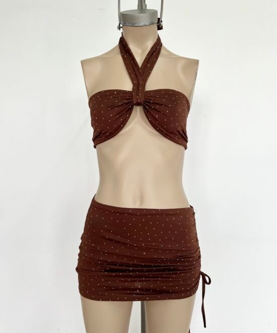 1704/MS-Top Bando Microfibra Brillo Strass Con Tira Ancha Centro Para Atar Cuello - Imagen 3