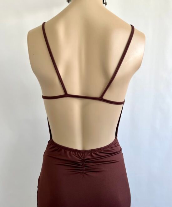 506/M-Vestido Largo Microfibra Tirita Cinturon Frunce Hebilla Rombo Dorado Y Trasera Frunce Elastico - Imagen 4