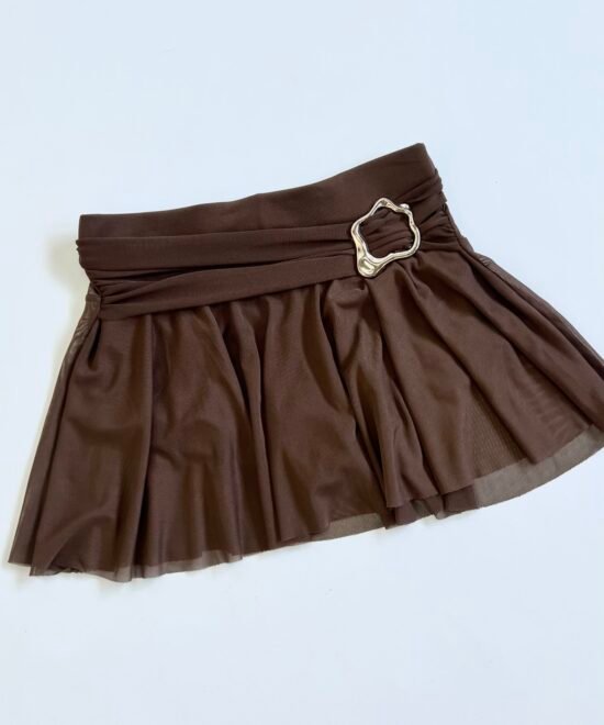 637/T-Pollera Skort Tul Cinturon Hebilla Ondulado Chico Con Volado Y Short - Imagen 6