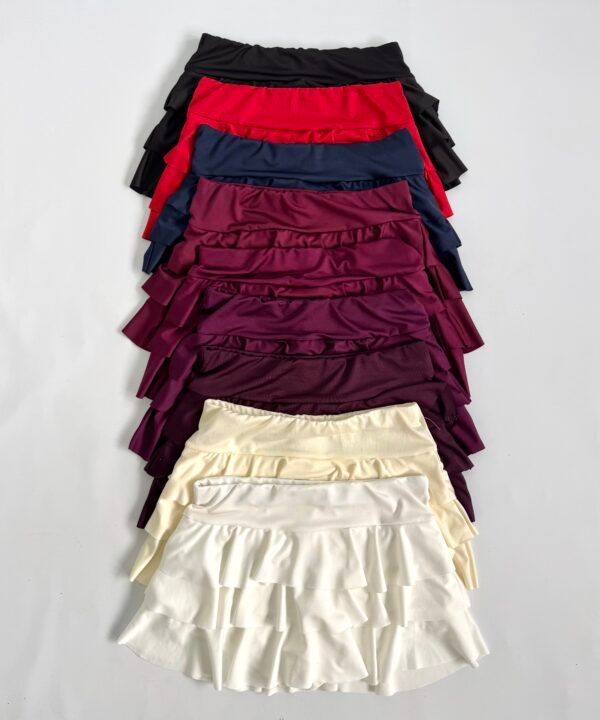643/M-POLLERA MICROFIBRA CON SHORT 3 VOLADOS
