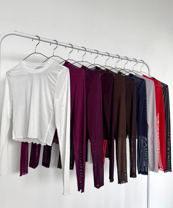 3699/4-REMERA TUL LISO CUELLO REDONDO MANGA LARGA RULOTTE