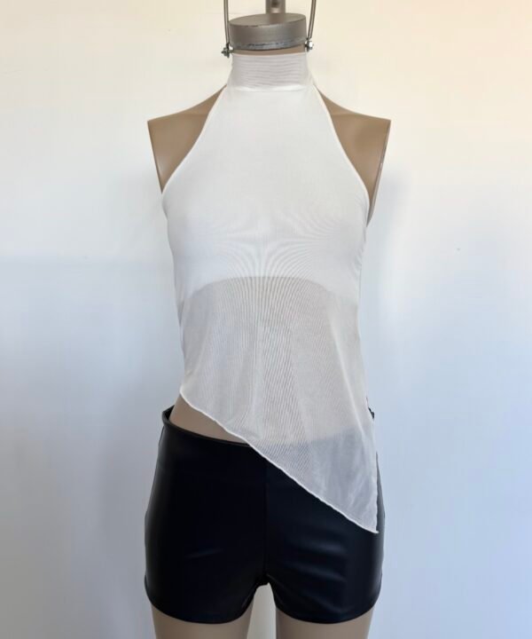 Alternative view of 1815/T-TOP TUL LISO AMERICANA PICO IRREGULAR TAJO LATERAL CON CUELLO HALTER PARA ATAR
