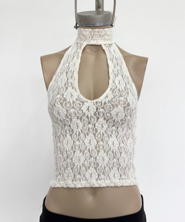 Alternative view of 2314/E-TOP ENCAJE ROANE AMERICANA ESCOTE U CON CUELLO HALTER PARA ATAR