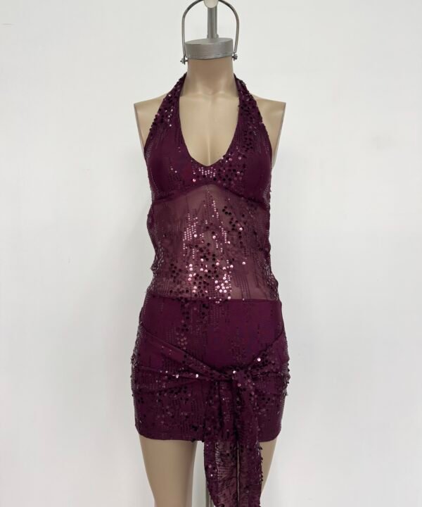 Alternative view of 508/TL-Vestido Marilyn Tul Lentejuela Lluvia Forrado Pechera Y Pollera Con Lazo Para Atar