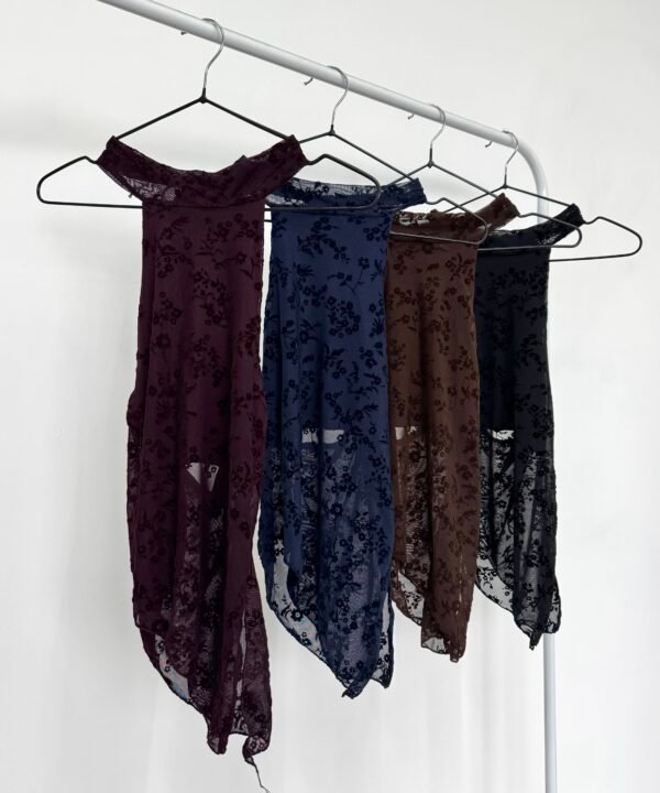 1815/TF-TOP TUL FLOCK TARSI AMERICANA CUELLO HALTER PARA ATAR Y PICO TAJO LATERAL