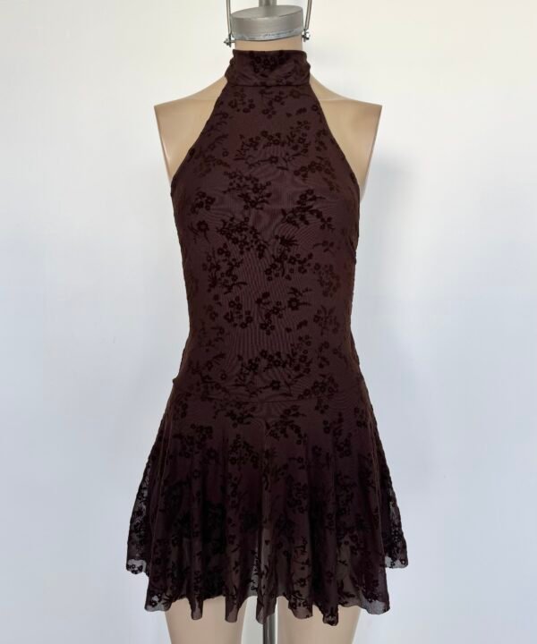 Alternative view of 449/TF-VESTIDO TUL FLOCK TARSI AMERICANA CUELLO HALTER CON POLLERA VOLADO SHORT INTERNO
