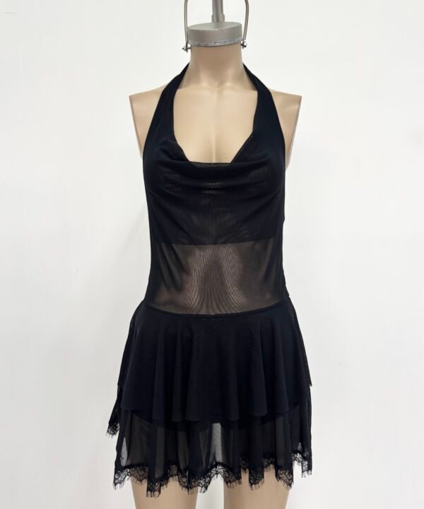Alternative view of 520/T-VESTIDO TUL LISO MARILYN BUCHE CAIDO CON DOBLE VOLADO PUNTILLA FLECOS Y SHORT INTERNO