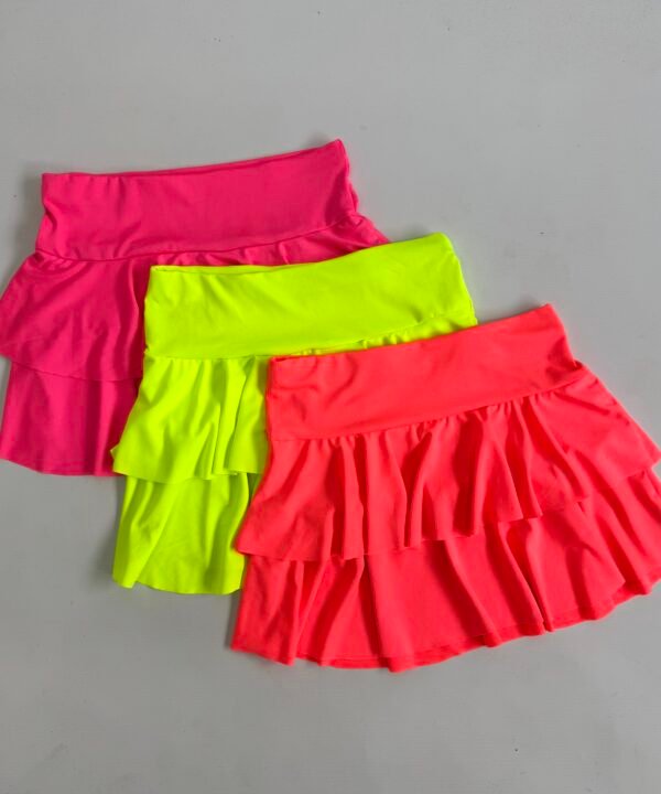 Alternative view of 636/FL-POLLERA MICROFIBRA FLUOR DOBLE VOLADO CON ELASTICO CINTURA