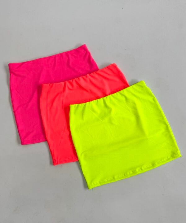 621/FL-MINI POLLERA MICROFIBRA FLUOR CON ELASTICO CINTURA