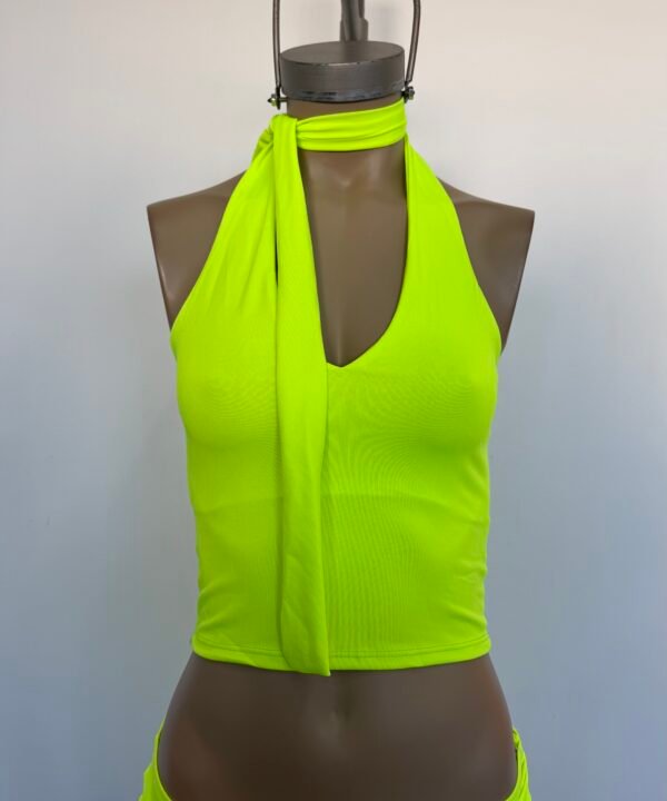 4106/FL-TOP MICROFIBRA FLUOR ESCOTE V TIRA PARA ATAR CUELLO
