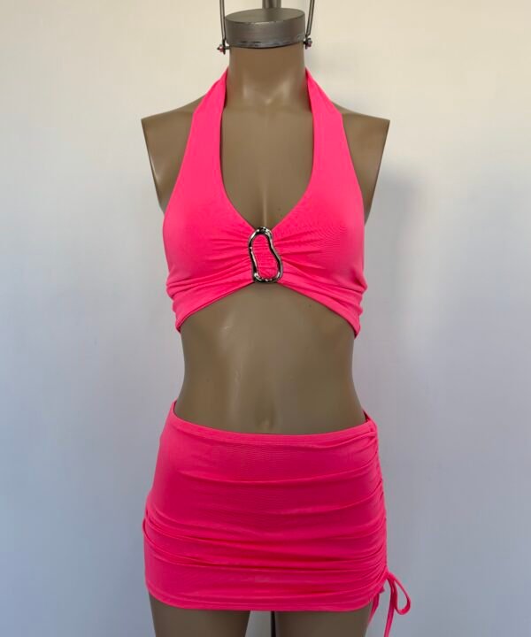 Alternative view of 1727/FL-TOP MICROFIBRA FLUOR MARILYN CON HEBILLA ONDULADO CENTRO
