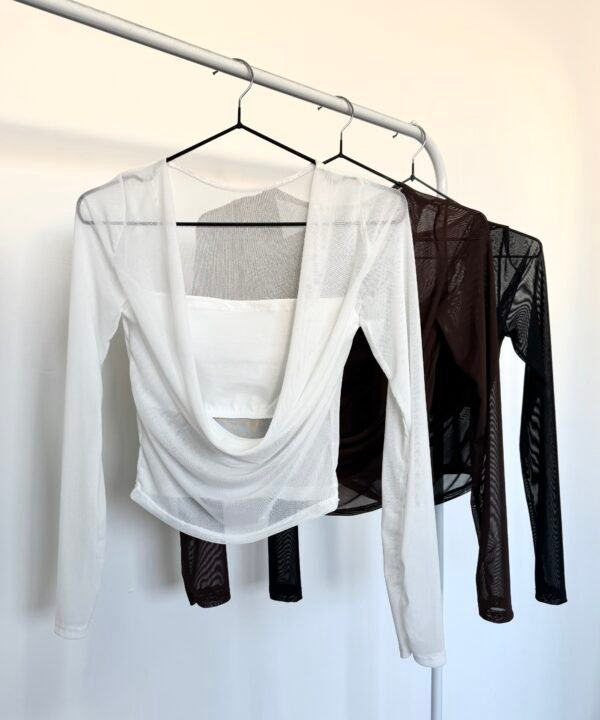 2559/3T-Remera Tul Liso Buche Manga Larga Con Bando Interno