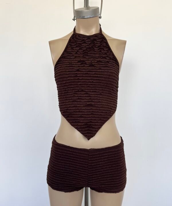 Alternative view of 1928/R-Top Halter Mini Ruffle Pico Con Tira Para Atar Cuello Y Espalda