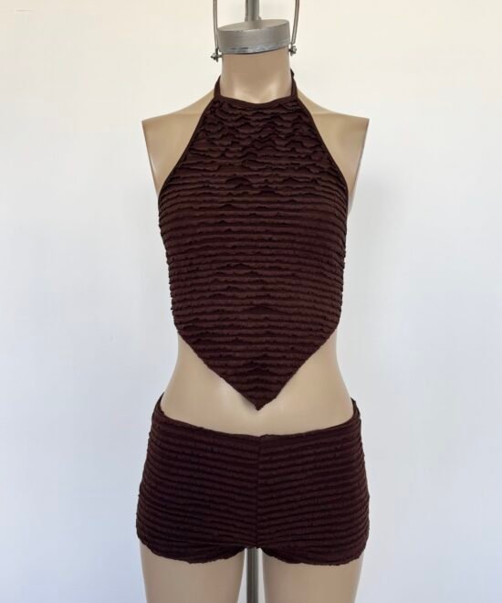 1928/R-Top Halter Mini Ruffle Pico Con Tira Para Atar Cuello Y Espalda - Imagen 4