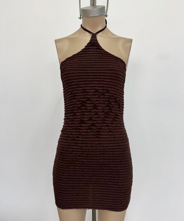 Alternative view of 482/R-Vestido Mini Ruffle Halter Tira Para Atar Cuello Pechera Forrado