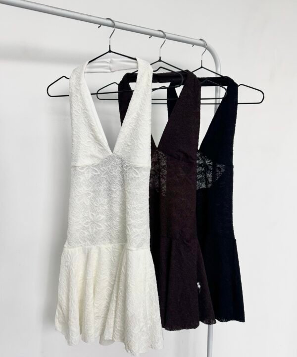 463/J-Vestido Jacquard Marilyn Pechera Con Volado Y Short Interno