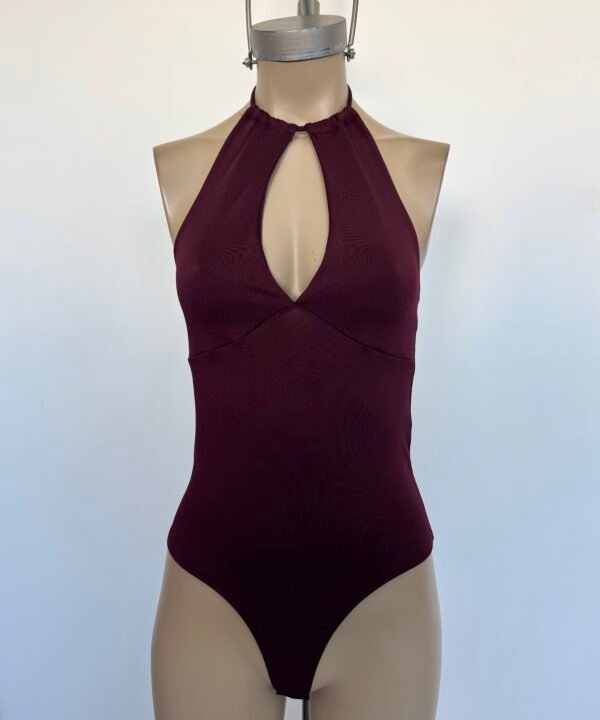 Alternative view of 5024/M-Body Microfibra Halter Recorte Busto Con Tira Cordon Frunce Cuello Para Atar