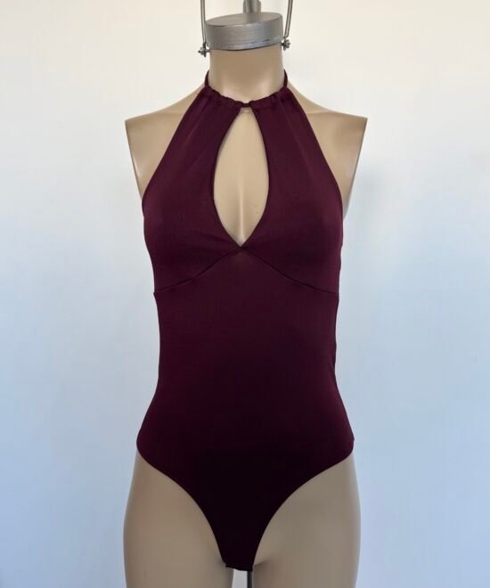 5024/M-Body Microfibra Halter Recorte Busto Con Tira Cordon Frunce Cuello Para Atar - Imagen 4