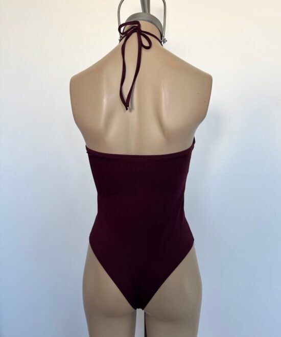 5024/M-Body Microfibra Halter Recorte Busto Con Tira Cordon Frunce Cuello Para Atar - Imagen 5