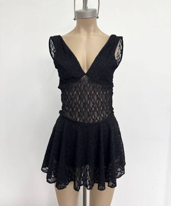 Alternative view of 470/E-Vestido Musculosa Encaje Olimpia Pechera Forrado Con Volado Y Short Espalda U