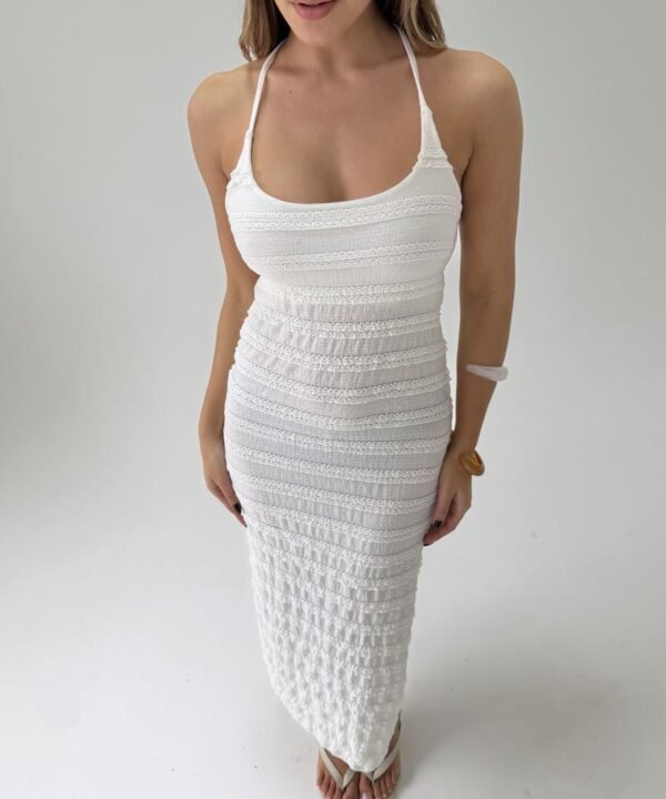 510/RB-Vestido Ruffle Bruna Midi Espalda Descubierto Con Ganchitos Y Tiras Para Cruzar - Image 3