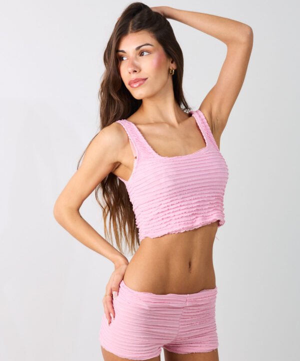 1805/R-Top Musculosa Mini Ruffle Escote Cuadrado