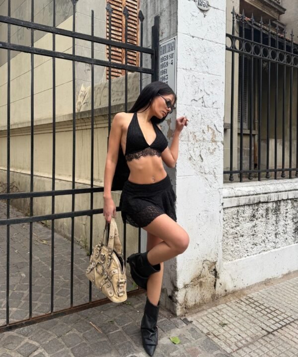 2204/E-Corpiño Marilyn Encaje Olimpia Con Puntilla Ancha Bajo Busto Para Atar