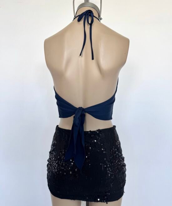1430/M-Top Microfibra Halter Buche Tira Lazo Para Atar Espalda - Imagen 4