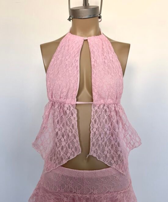 2579/EO-Top Halter Encaje Olimpia Cordon Frunce Cuello Y Bajo Busto - Imagen 3