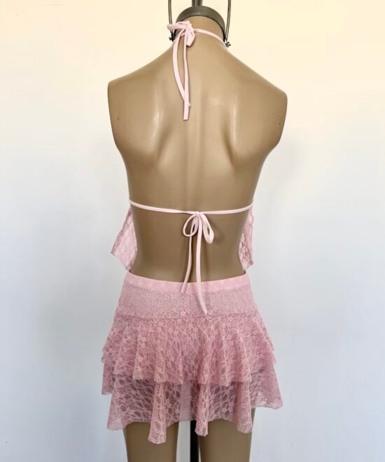 2579/EO-Top Halter Encaje Olimpia Cordon Frunce Cuello Y Bajo Busto - Imagen 4
