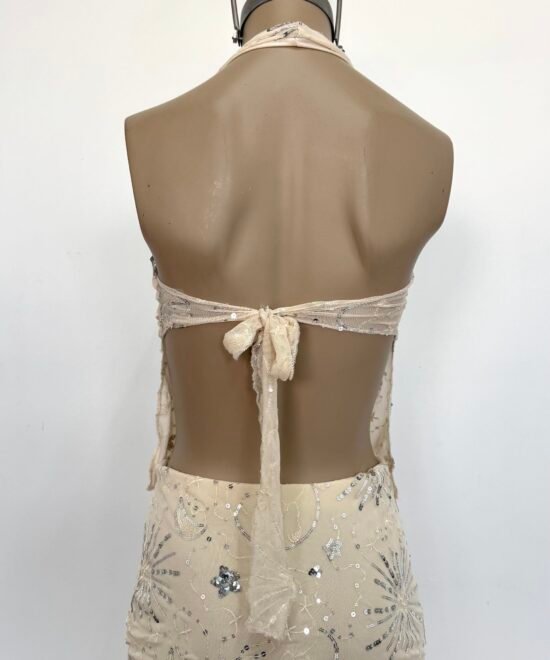 1712/TL-Top Marilyn Tul Lentejuela Estrella Luna Escote Cuadrado Forrado Con Lazo Espalda Para Atar - Imagen 5