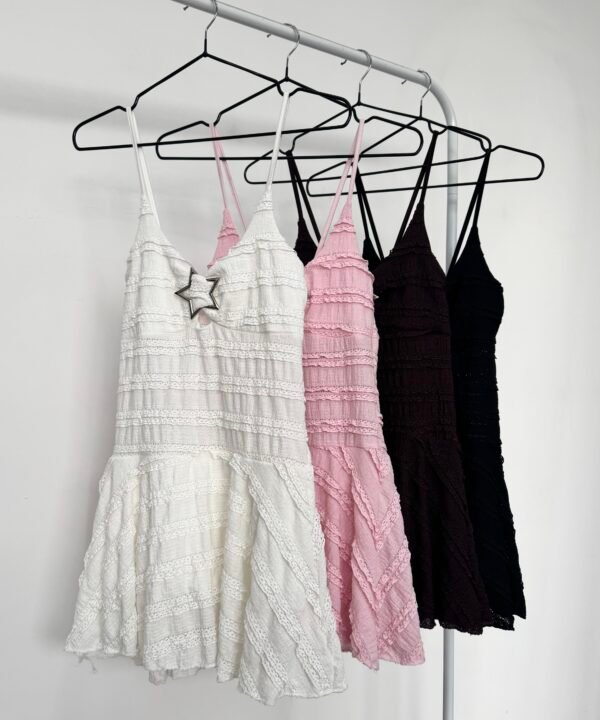 468/RB-Vestido Ruffle Bruna Tirita Con Hebilla Estrella Centro Y Volado Grande Short Interno