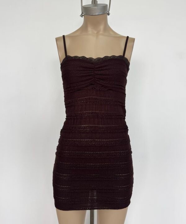 Alternative view of 485/RB-Vestido Ruffle Bruna Tirita Con Bando Puntilla Y Frunce Centro Pechero