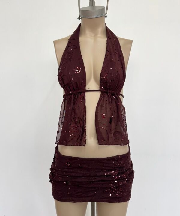 Alternative view of 2578/TL1-Top Marilyn Tul Lentejuela Estrella Luna Forrado Con Cordon Frunce Bajo Busto
