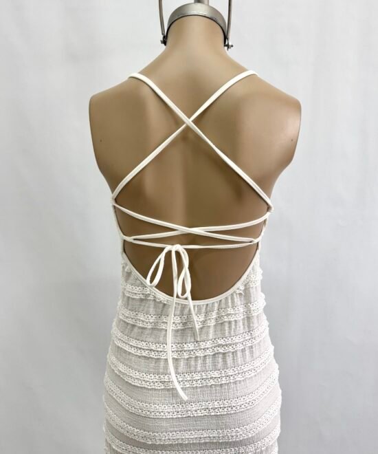 510/RB-Vestido Ruffle Bruna Midi Espalda Descubierto Con Ganchitos Y Tiras Para Cruzar - Imagen 6