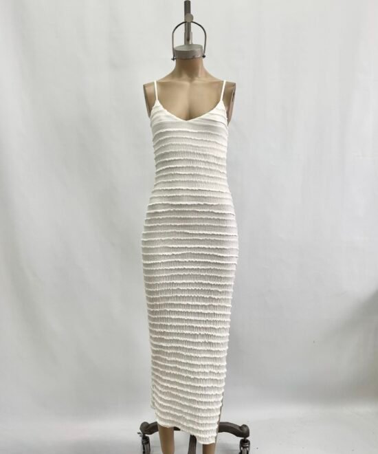 326/R-Vestido Ruffle Oriana Midi Tirita Pechera Forrado Y Lateral Tajo - Imagen 5