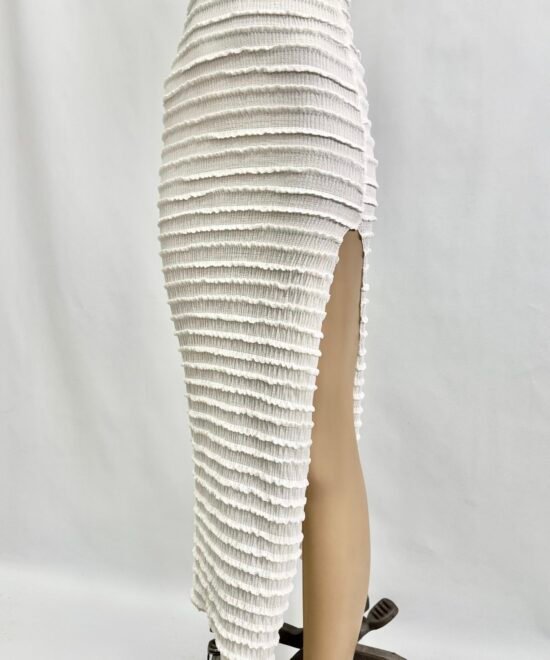 326/R-Vestido Ruffle Oriana Midi Tirita Pechera Forrado Y Lateral Tajo - Imagen 6