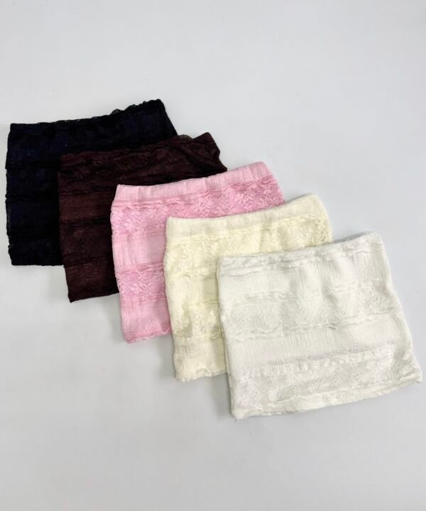 621/ER-Pollera Encaje Ruffle Forrado Con Elastico Cintura