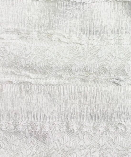 1415/ER-Top Encaje Ruffle Recto Con Bretel Cola De Rata Delantera Forrado - BLANCO