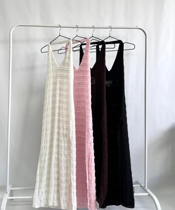458/RB-Vestido Ruffle Bruna Marilyn Midi Con Tajo Lateral