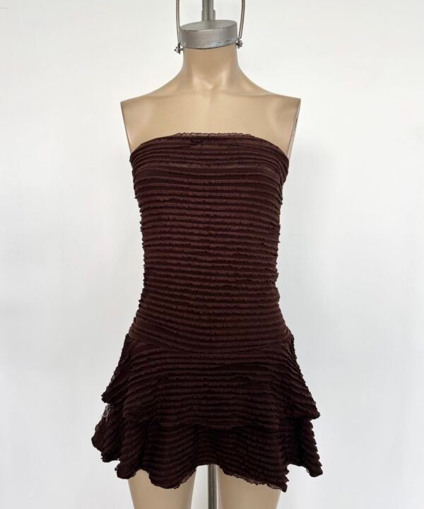Alternative view of 429/R-Vestido Mini Ruffle Bando Doble Volado Con Short Interno
