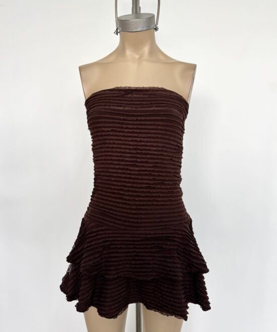 429/R-Vestido Mini Ruffle Bando Doble Volado Con Short Interno - Imagen 3