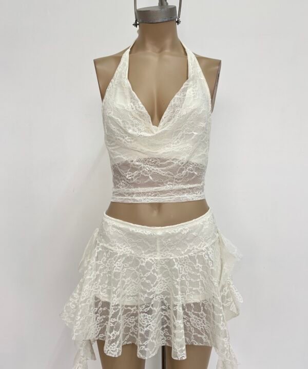 Alternative view of 1430/E-Top Encaje Lencero Halter Buche Para Atar Cuello Y Espalda Lazo